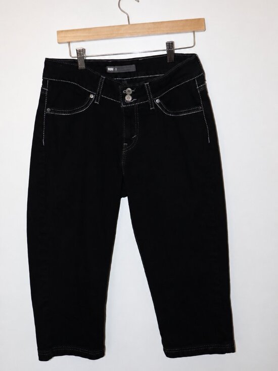 Levi's Denim - Levi's Women's Black Denim Capri Jeans Size 8 W29 Stretch Contrast Stitch